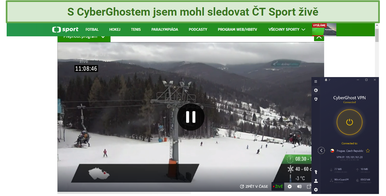screenshot of CT Sport unblocked with CyberGhost