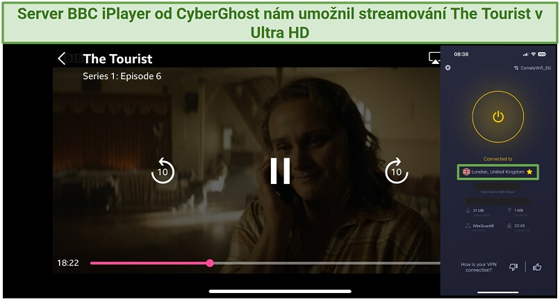 CyberGhost BBC iPlayer London server streaming The Tourist