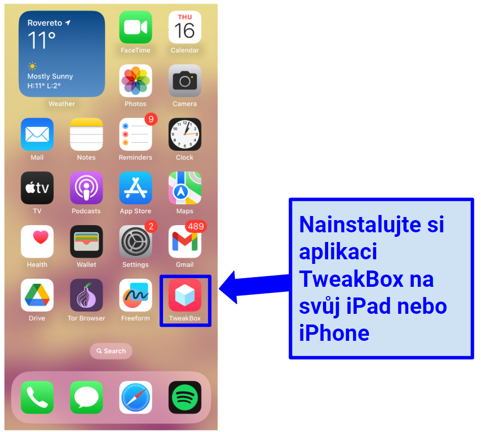 Screenshot of an iPhone with the TweakBox appstore downloaded