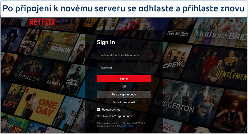 Screenshot of the Netflix sign-in page