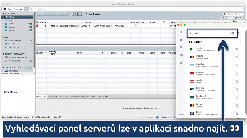 Screenshot showing how to locate Surfshark's P2P optimized servers