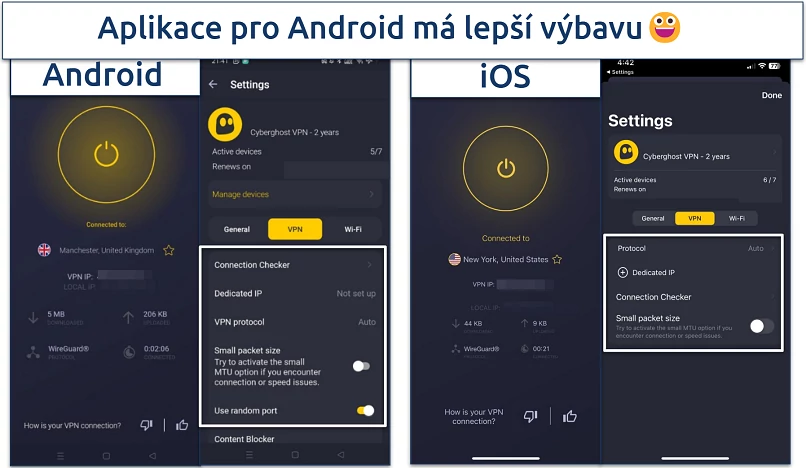 Screenshot of CyberGhost's mobile apps