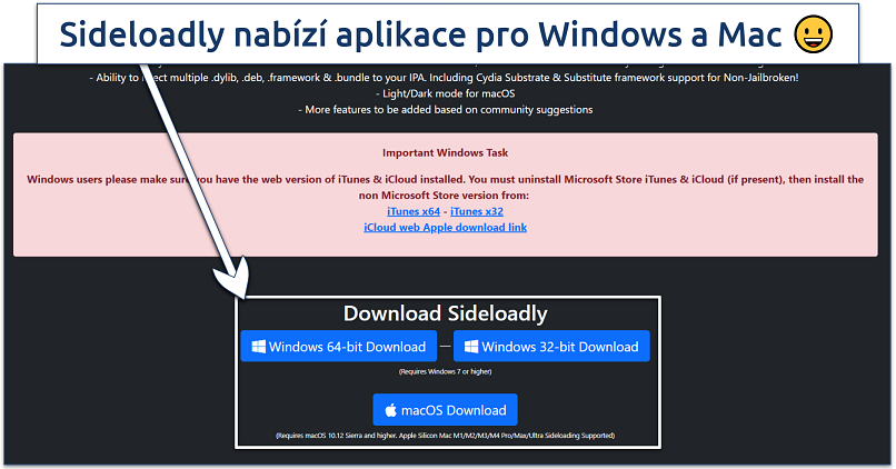 Image showing the sideloadly website